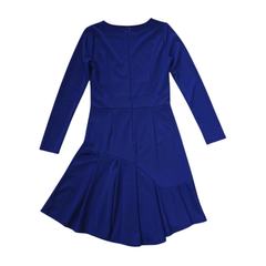 Navy Blue Long Sleeve Dress AU 10 Asymmetric Hem Elegant Dress