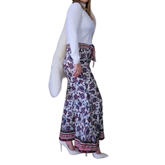 Gracia Printed Wide-Leg Pants – High Waist Statement Boho Trousers – Size L