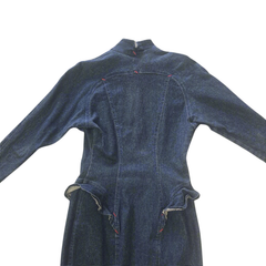 Vintage Scarpa Denim Dress AU 12 90s Y2K Zip Front Bodycon