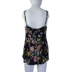Auguste Black Floral Metallic Pinstripe Singlet Top – AU 10