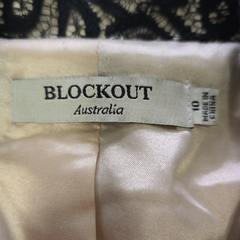 Blockout Lace Blazer AU 10 Black Cream Satin Tailored Jacket