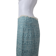 NWT Lisa Ho Teal Textured Pencil Skirt – Fringe Hem (AU 8)