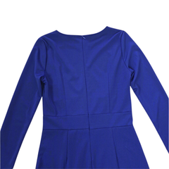 Navy Blue Long Sleeve Dress AU 10 Asymmetric Hem Elegant Dress