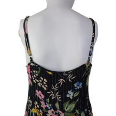 Auguste Black Floral Metallic Pinstripe Singlet Top – AU 10