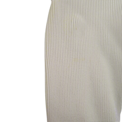 GUESS Cream Zip-Up Ribbed Top – Gold Zip Detail - Size: L
