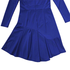 Navy Blue Long Sleeve Dress AU 10 Asymmetric Hem Elegant Dress