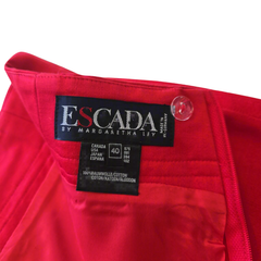 ESCADA Red Pencil Skirt Cotton Panelled AU 10 Designer Workwear