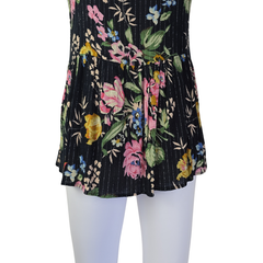Auguste Black Floral Metallic Pinstripe Singlet Top – AU 10