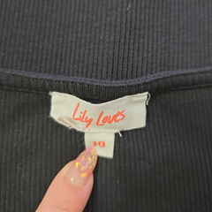 Lily Loves Black Ribbed Scoop-Neck Top – Fitted Essential (AU 10 / M)