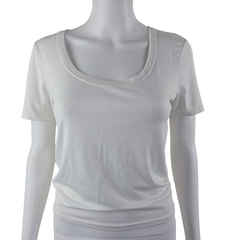 Brit & Bri White Scoop Neck Tee Size M Stretch Basic Top