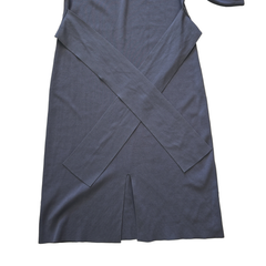 Basque Grey Puff Sleeve Midi Dress – Tie Waist (AU 18)