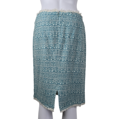 NWT Lisa Ho Teal Textured Pencil Skirt – Fringe Hem (AU 8)