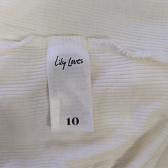 Lily Loves White Ruched Drawstring Top – Size AU 10 (Soft Ribbed Stretch Essential)