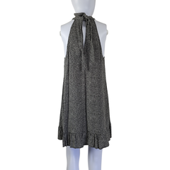 Auguste Charcoal Polka Dot Halter Mini Dress – Effortless Boho | AU 10