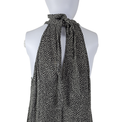 Auguste Charcoal Polka Dot Halter Mini Dress – Effortless Boho | AU 10