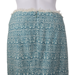 NWT Lisa Ho Teal Textured Pencil Skirt – Fringe Hem (AU 8)