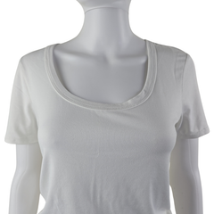 Brit & Bri White Scoop Neck Tee Size M Stretch Basic Top