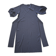 Basque Grey Puff Sleeve Midi Dress – Tie Waist (AU 18)