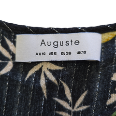 Auguste Black Floral Metallic Pinstripe Singlet Top – AU 10