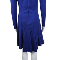 Navy Blue Long Sleeve Dress AU 10 Asymmetric Hem Elegant Dress