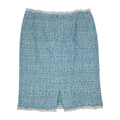 NWT Lisa Ho Teal Textured Pencil Skirt – Fringe Hem (AU 8)