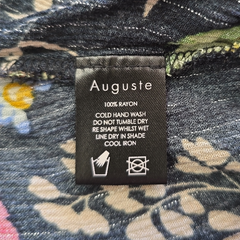 Auguste Black Floral Metallic Pinstripe Singlet Top – AU 10
