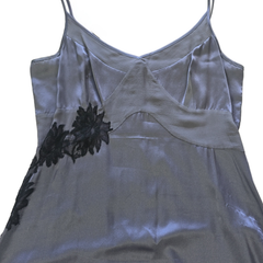 Third Millennium Silk Slip Dress – Smoky Grey with Lace | AU 8