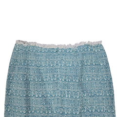 NWT Lisa Ho Teal Textured Pencil Skirt – Fringe Hem (AU 8)