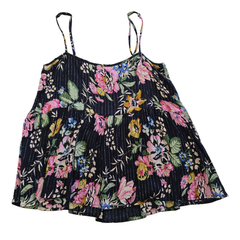 Auguste Black Floral Metallic Pinstripe Singlet Top – AU 10