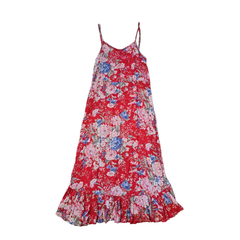 Auguste Red Floral Rayon Maxi Dress – Effortless Boho Size AU10