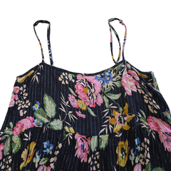 Auguste Black Floral Metallic Pinstripe Singlet Top – AU 10