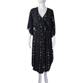 Faithfull The Brand Black Bohemian Midi Dress β Drawstring Waist Resort Dress β Size AU 8