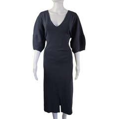 Basque Grey Puff Sleeve Midi Dress – Tie Waist (AU 18)