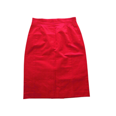 ESCADA Red Pencil Skirt Cotton Panelled AU 10 Designer Workwear