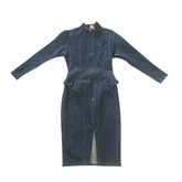 Vintage Scarpa Denim Dress AU 12 90s Y2K Zip Front Bodycon
