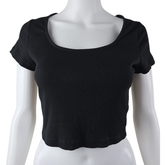 Lily Loves Black Ribbed Scoop-Neck Top – Fitted Essential (AU 10 / M)