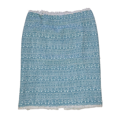 NWT Lisa Ho Teal Textured Pencil Skirt – Fringe Hem (AU 8)