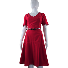 Diana Ferrari Red Midi Dress – Structured Fit & Flare (AU 10)