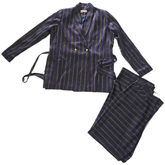 Custommade Satin Brown, Navy and Metallic Gold Pant Suit Set - Size AU 10