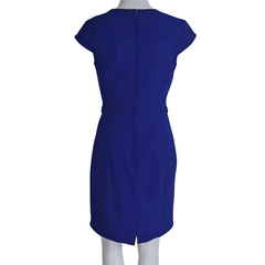 Vintage Cobalt Blue Dress Womens AU 8 Fitted Cocktail Work Formal Cap Sleeve
