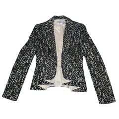 Blockout Lace Blazer AU 10 Black Cream Satin Tailored Jacket