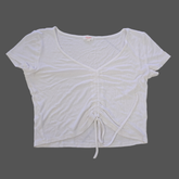 Lily Loves White Ruched Drawstring Top – Size AU 10 (Soft Ribbed Stretch Essential)
