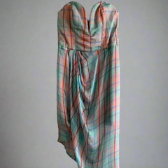 Zimmermann "Good Love" Pink Check Silk Plunge Dress – Size 1