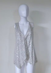 Armani Exchange Vintage Beige and Grey Sequined Vest