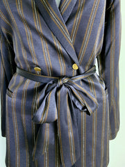 Custommade Satin Brown, Navy and Metallic Gold Pant Suit Set - Size AU 10