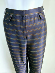 Custommade Satin Brown, Navy and Metallic Gold Pant Suit Set - Size AU 10