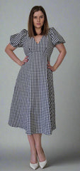 Lilly Loves Black and White Checkered Midi Dress