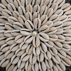 Se Pepa Boutique Handmade Black and Tan Woven Bag with Shells