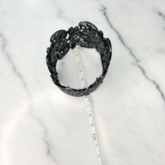 Black Unsigned Lace Cut Metal Bracelet