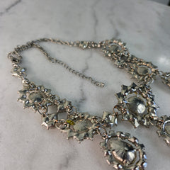 Silver Large Jewel Chunky Necklace – Bold & Elegant Statement Piece